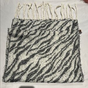 Zebra Print Fringe Scarf - warm